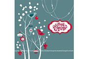 Christmas Clip Art, birds, tree