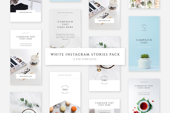 White Instagram Stories Pack in Instagram Templates - product preview 2