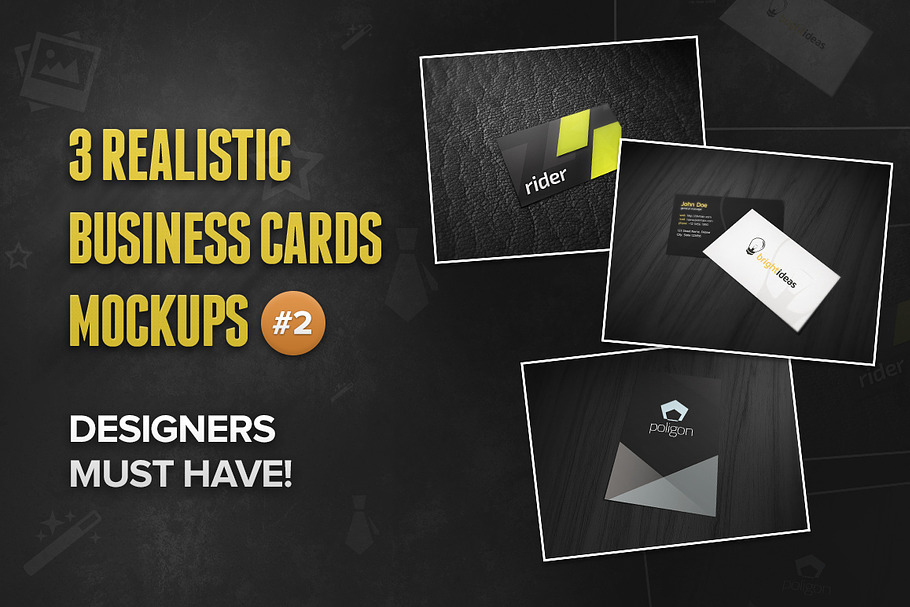 3 Realistic Business Card Mockups #2 in Print Mockups - product preview 8