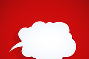 Speech bubble at red background.