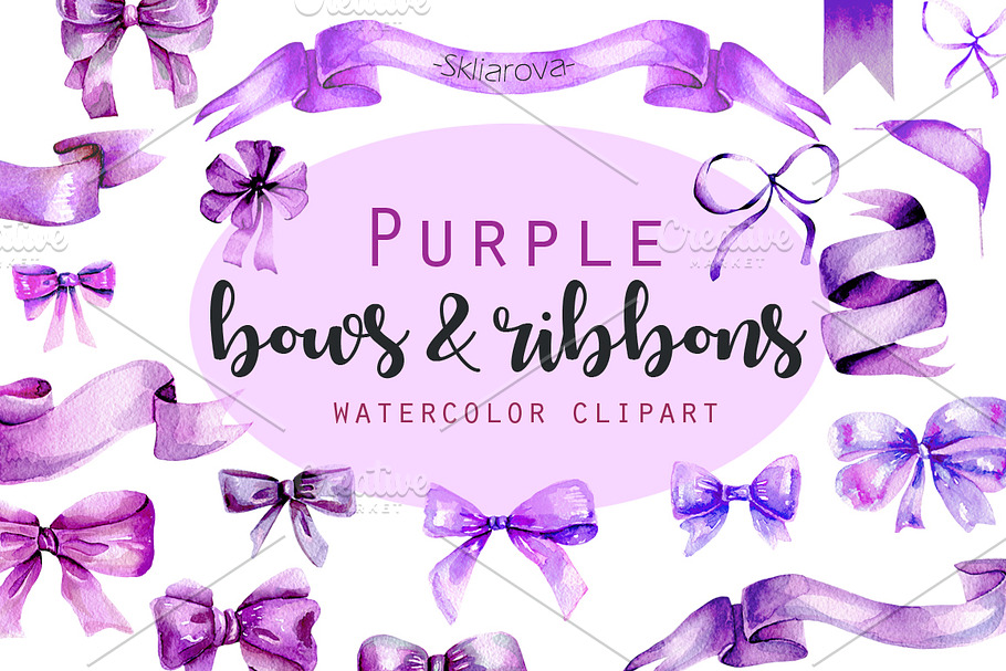 Purple Bows & Ribbons clipart in Illustrations - product preview 8