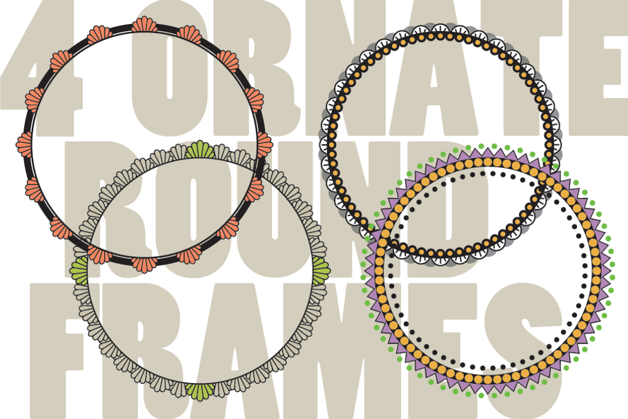 4 Ornate Round Frames in Illustrations - product preview 8
