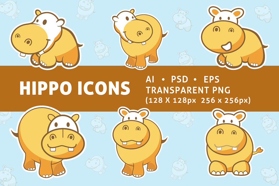 Cute Hippo Icons