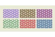 Set of six origami bird seamless patterns. Collection of japanese vector ornaments.