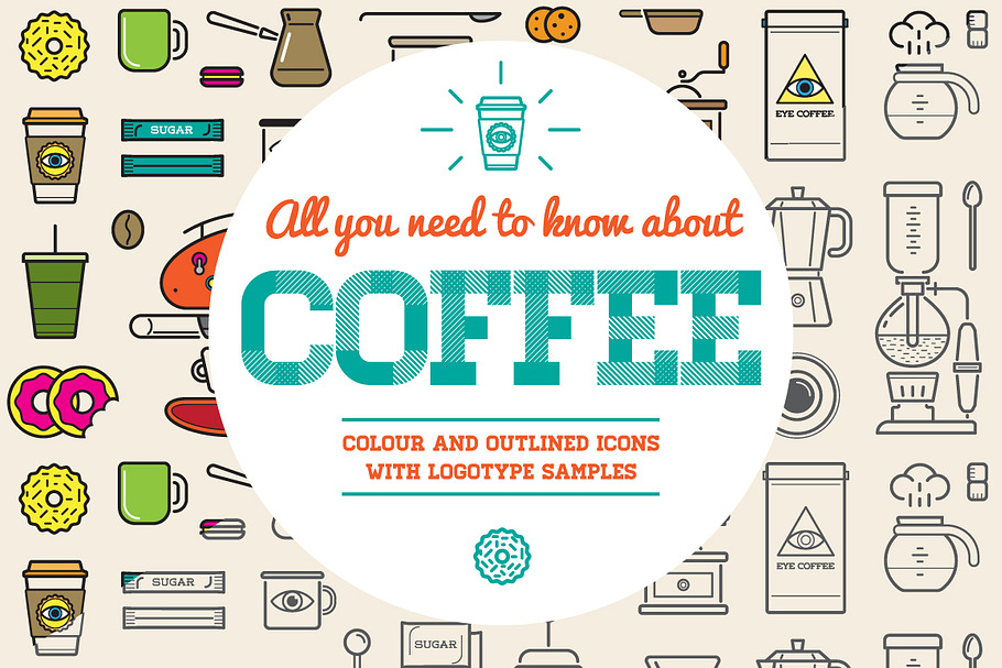 Awesome Coffee Icons and Logo Set in Hipster Icons - product preview 8