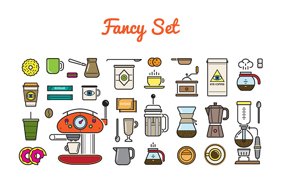 Awesome Coffee Icons and Logo Set in Hipster Icons - product preview 1
