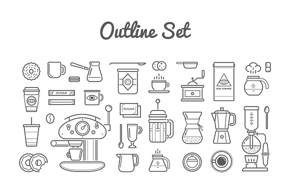 Awesome Coffee Icons and Logo Set in Hipster Icons - product preview 2