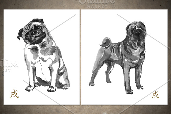 Oriental Dogs Sumi-e in Illustrations - product preview 9