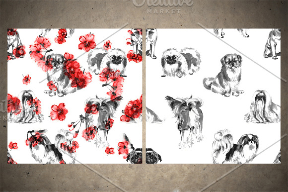Oriental Dogs Sumi-e in Illustrations - product preview 15