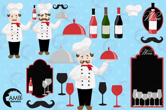 Chef and Kitchen Clipart AMB-914 in Illustrations - product preview 3