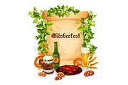 Oktoberfest vector poster of beer snacks