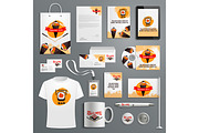Corporate identity vector items for sushi bar