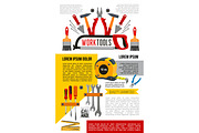 Work tools vector poster for house repair design