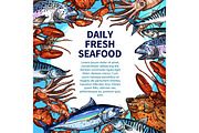 Vector poster for seafood or fish food market