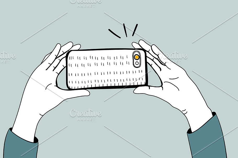 Vector of hands taking picture phone