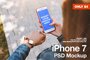 Woman is planning. iPhone PSD Mockup