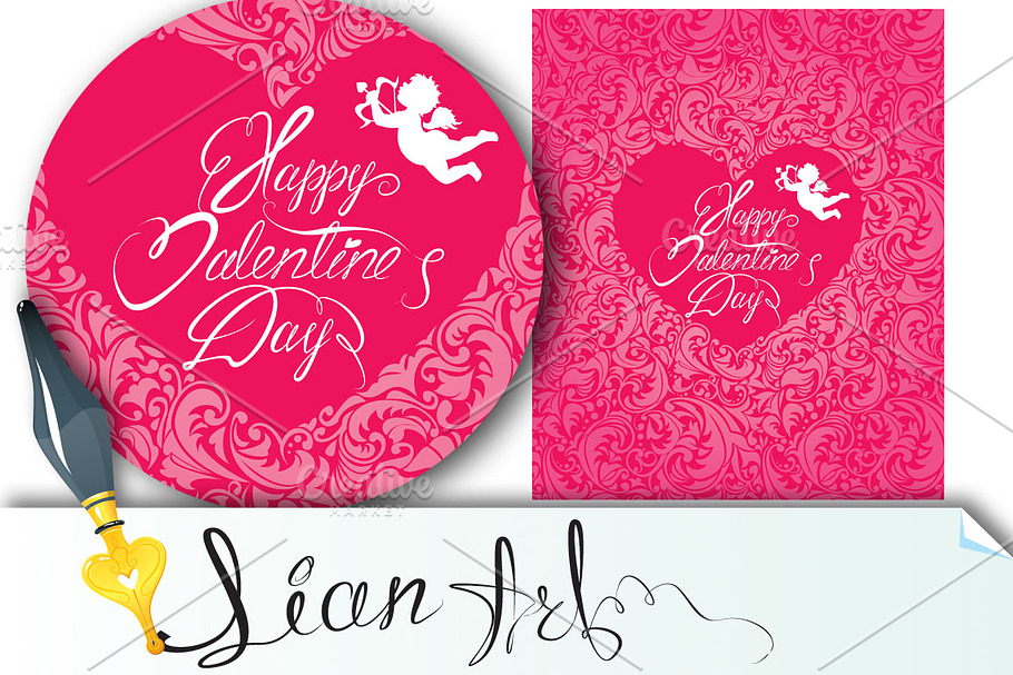 Happy Valentine`s Day and angel in Card Templates - product preview 8
