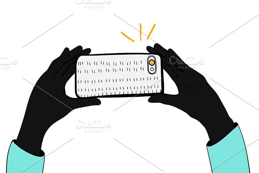 Hands taking photo with smartphone in Illustrations - product preview 8