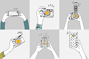 Vector of hand holding gadgets