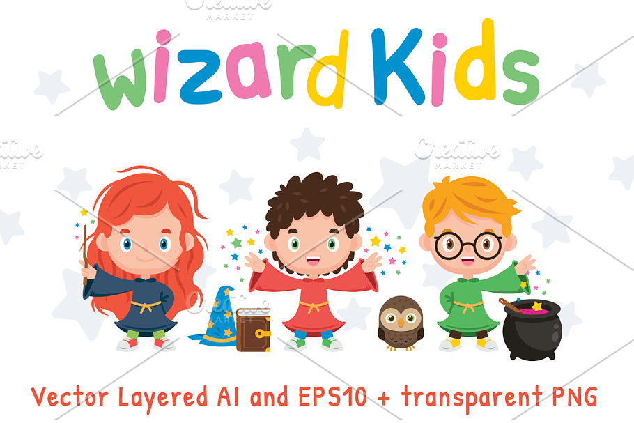Wizard Kids - Children Clipart in Illustrations - product preview 8