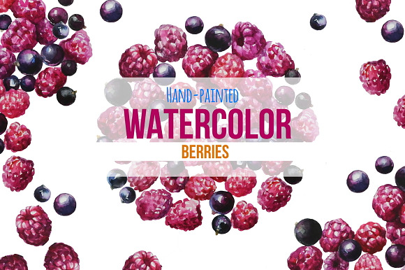 Watercolor Hand-Painted Berries in Illustrations - product preview 1