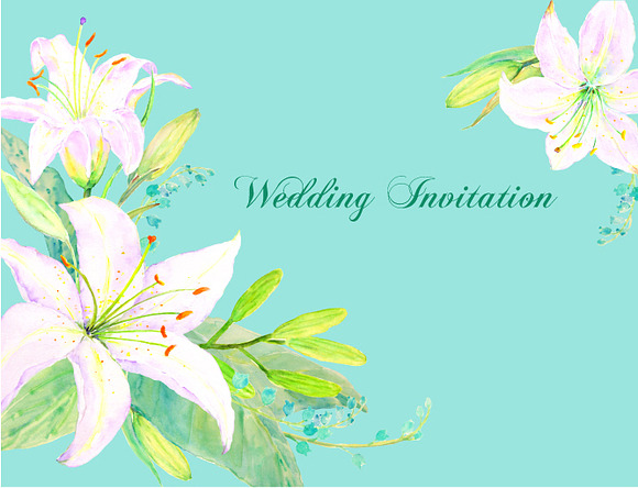 Watercolor White Lily Wedding in Illustrations - product preview 2