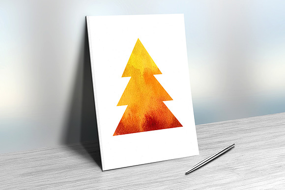Xmas tree watercolor template in Textures - product preview 2