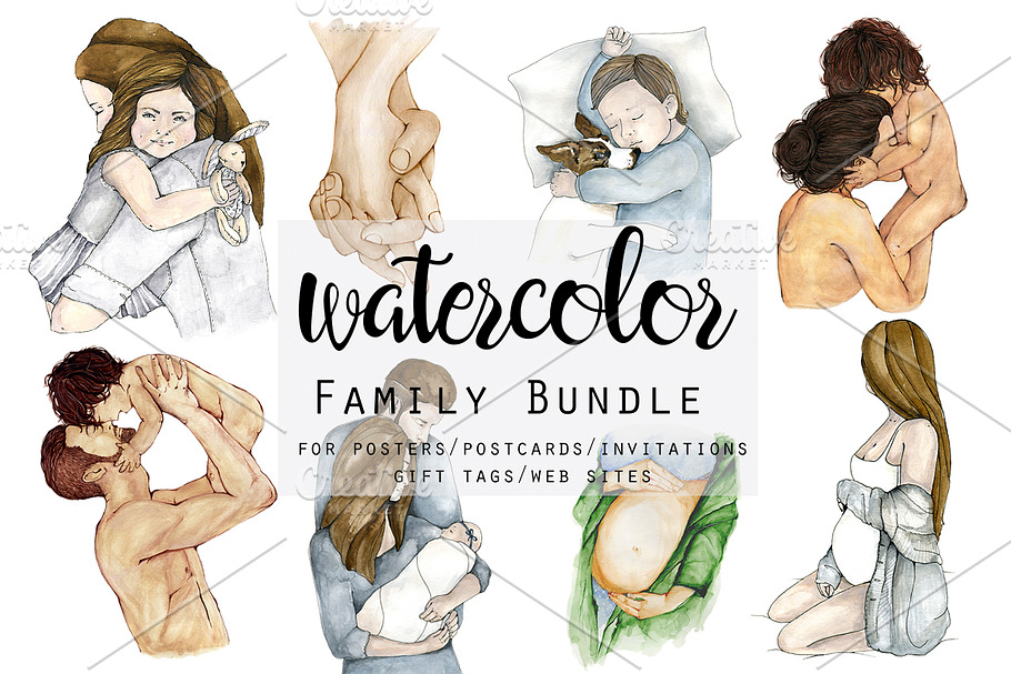 Watercolor Family Bundle