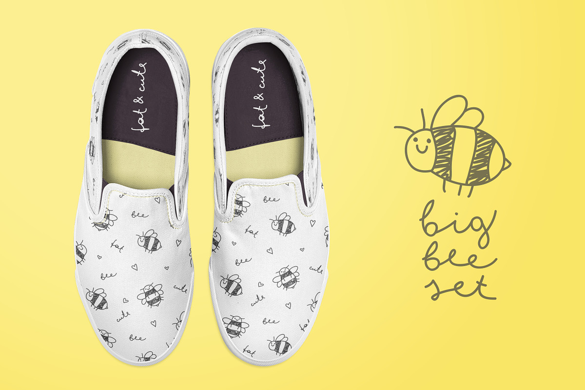 Hand drawn bees, patterns set in Patterns - product preview 8
