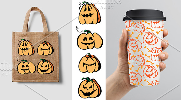Vector texture "Pumpkin. Halloween" in Textures - product preview 1