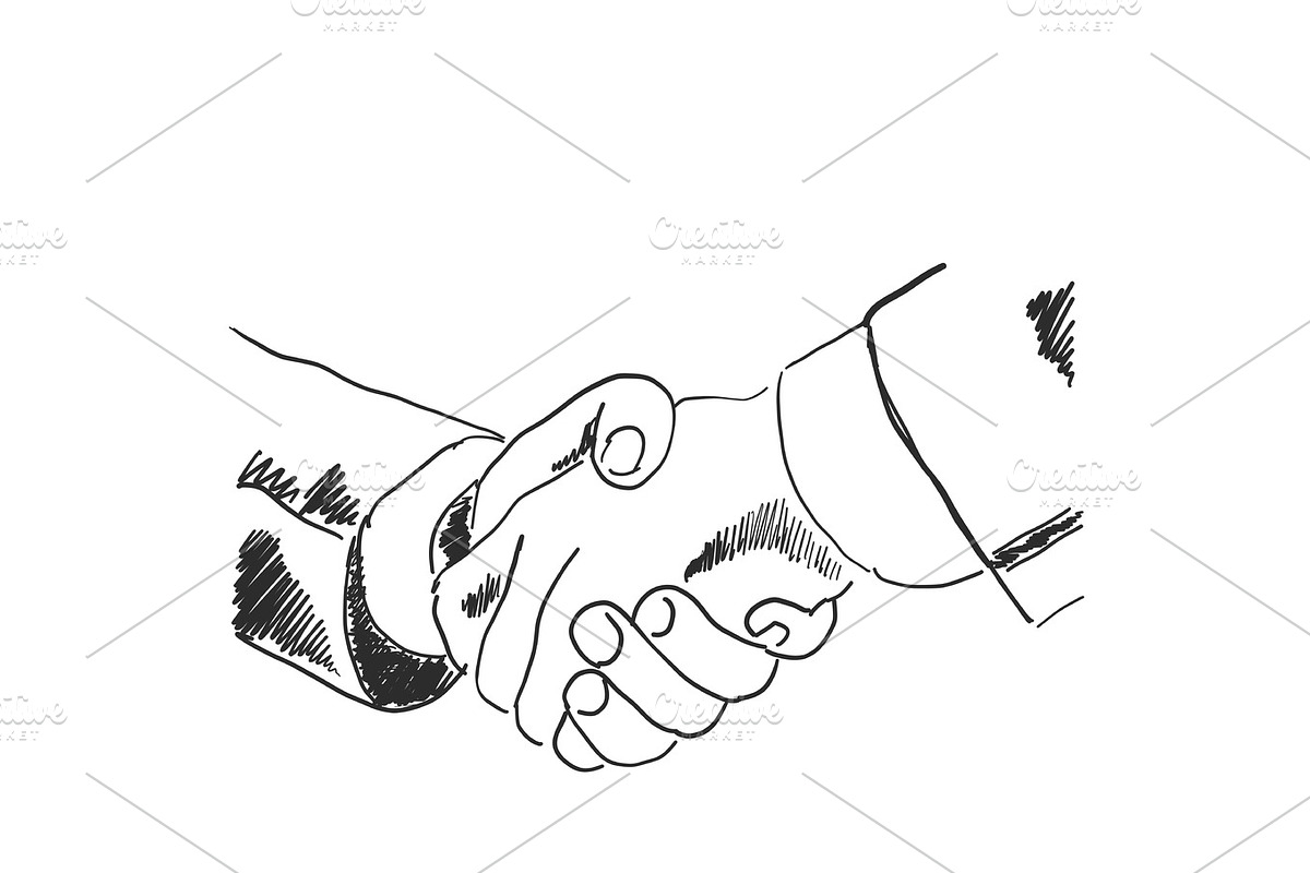 Hand drawn sketch illustration of a handshake in Illustrations - product preview 8
