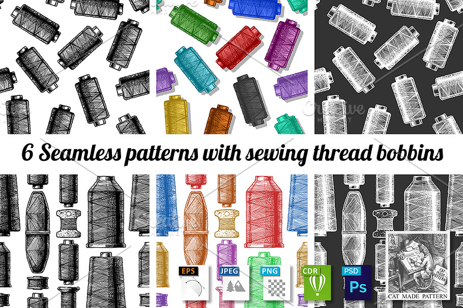 Patterns with sewing thread bobbins in Patterns - product preview 8