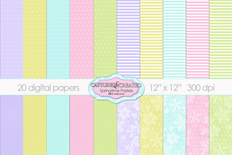 20 Springtime Pastel Papers.Set 1 in Objects - product preview 8