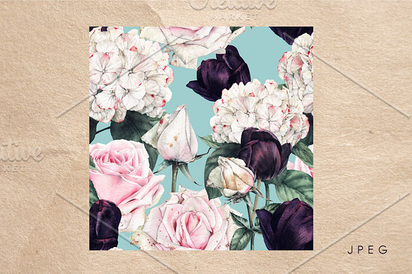 Patterns of roses, hydrangea, tulips in Patterns - product preview 3