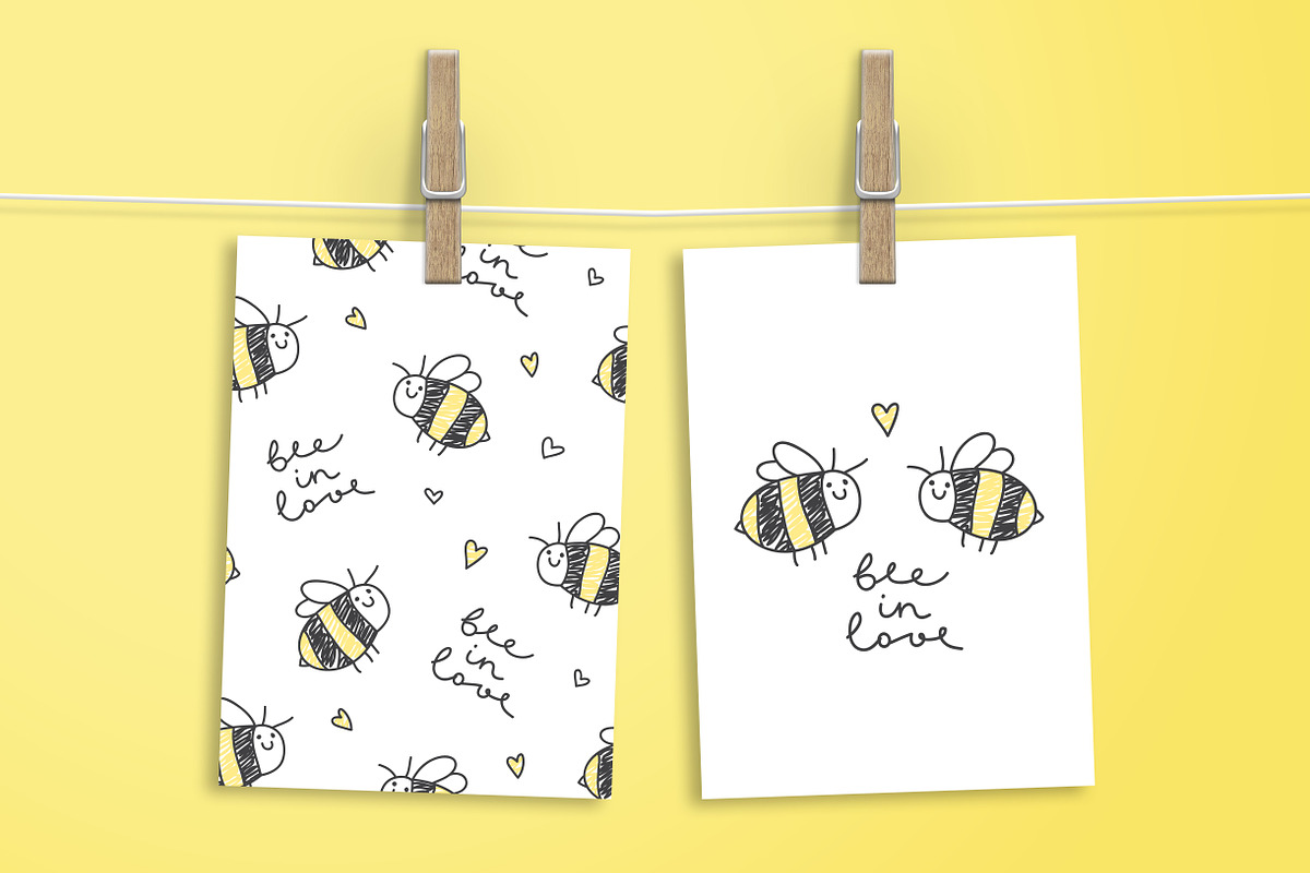 Bee in love, cards and patterns in Patterns - product preview 8