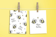 Bee in love, cards and patterns