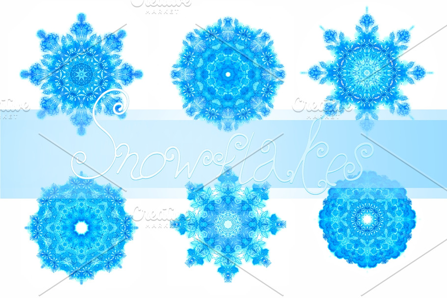10 watercolor snowflakes