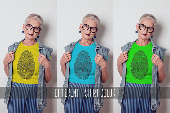 Old Woman T-Shirt Mock-Up in Product Mockups - product preview 2