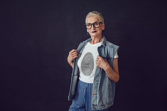 Old Woman T-Shirt Mock-Up in Product Mockups - product preview 5