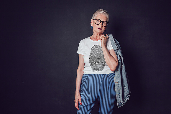Old Woman T-Shirt Mock-Up in Product Mockups - product preview 10