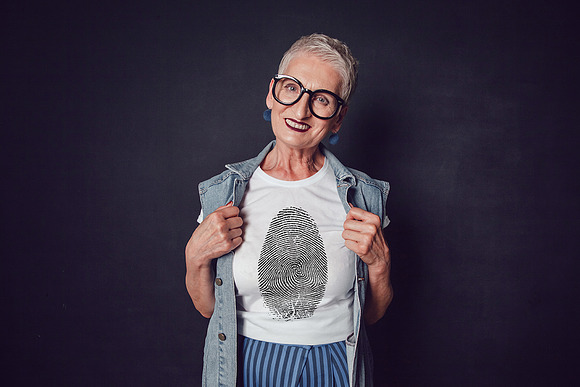 Old Woman T-Shirt Mock-Up in Product Mockups - product preview 11