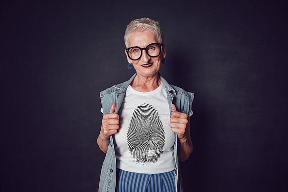 Old Woman T-Shirt Mock-Up in Product Mockups - product preview 13