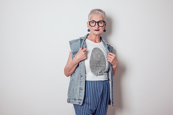 Old Woman T-Shirt Mock-Up in Product Mockups - product preview 14