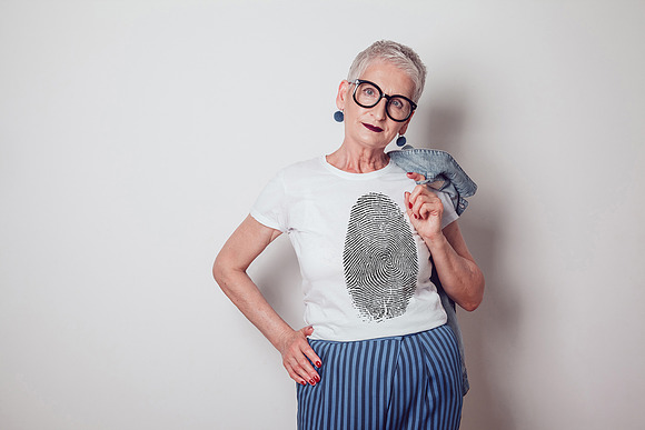 Old Woman T-Shirt Mock-Up in Product Mockups - product preview 15