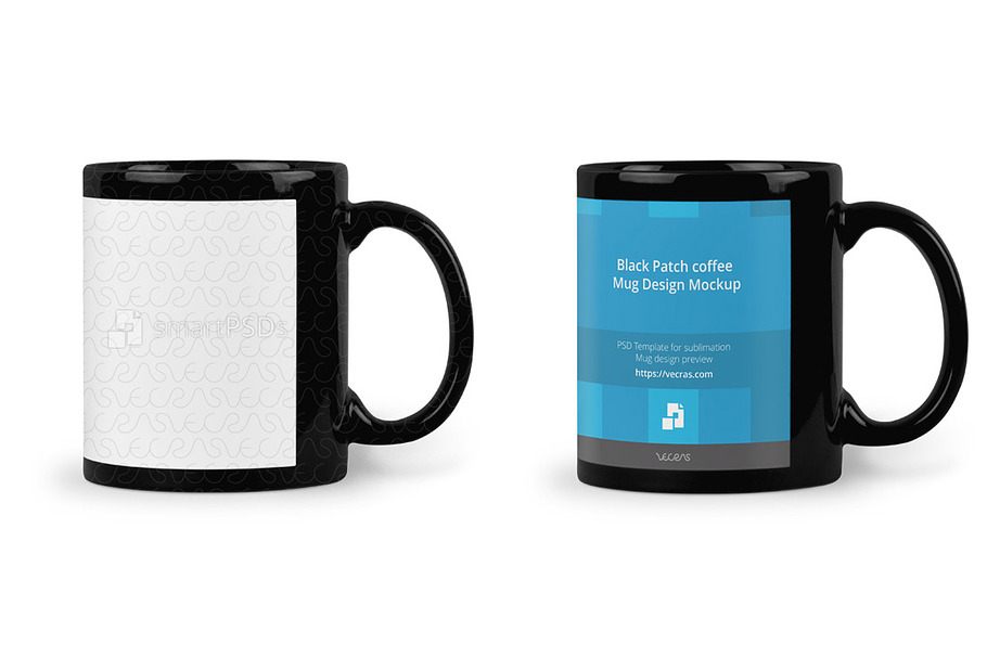 Black Patch coffee Mug Mockup in Product Mockups - product preview 8