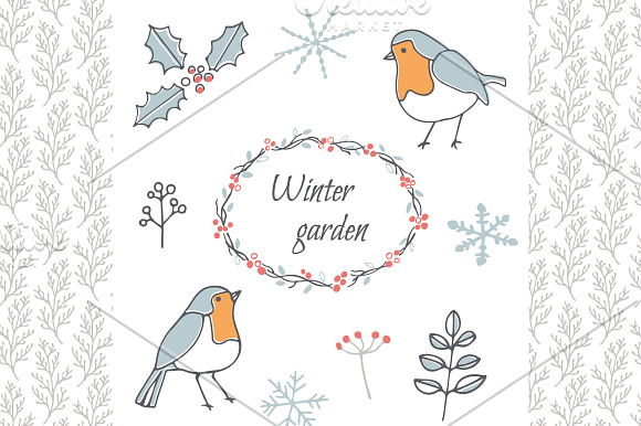 Winter garden - clipart and patterns in Patterns - product preview 2
