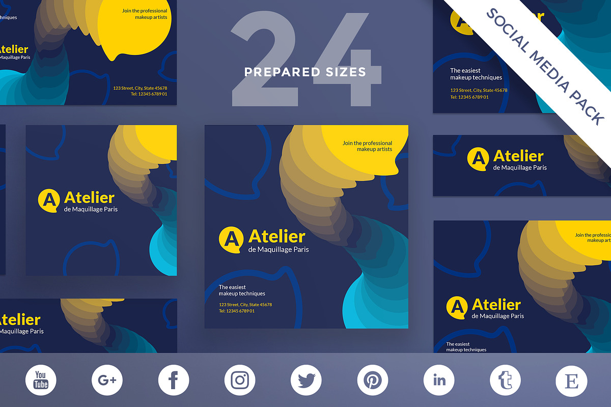 Social Media Pack | Atelier in Social Media Templates - product preview 8