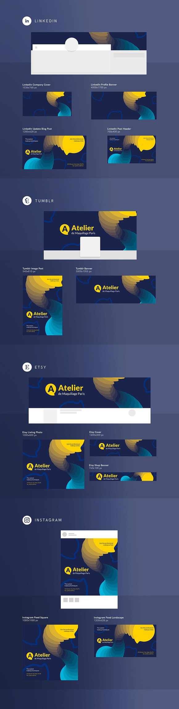 Social Media Pack | Atelier in Social Media Templates - product preview 1