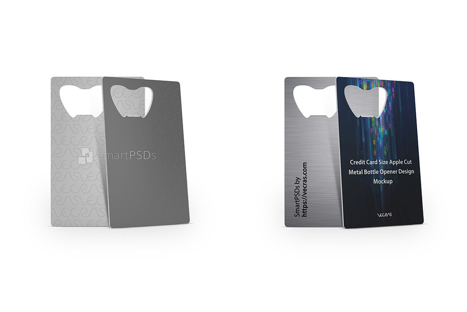 Credit Card Size Apple Cut Metal  in Product Mockups - product preview 8