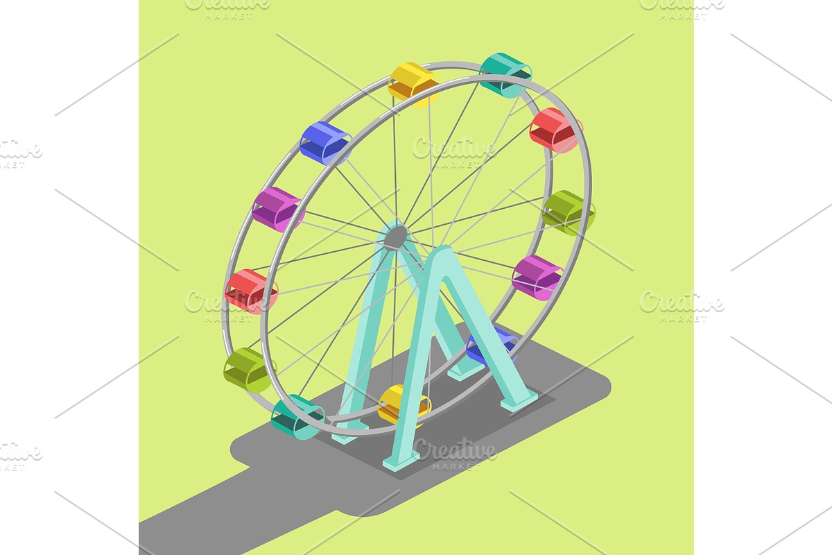 Ferris wheel isometric vector illustration in Objects - product preview 8